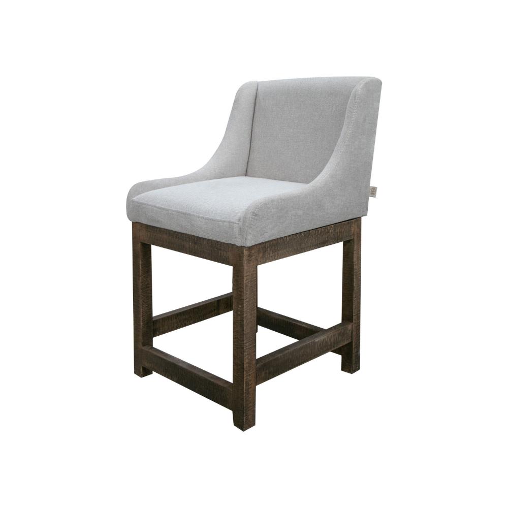 Benjara Lamy Counter Height Chair, Curved Arms, Compact, Rich Beige Polyester