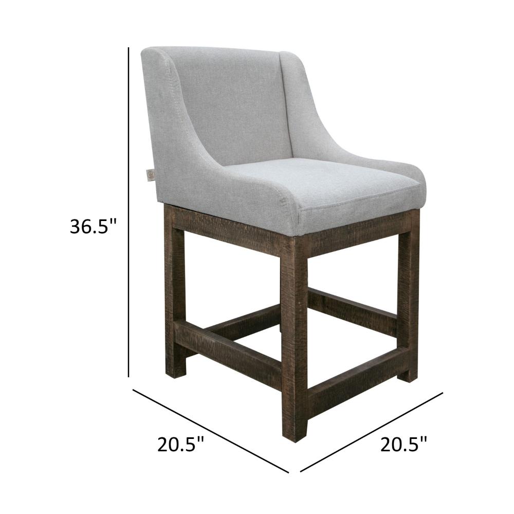 Benjara Lamy Counter Height Chair, Curved Arms, Compact, Rich Beige Polyester