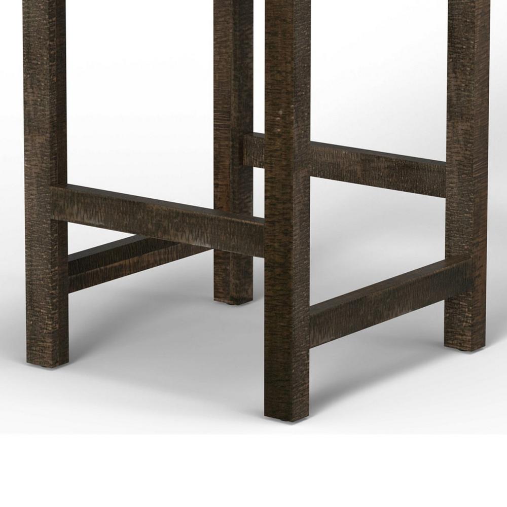 Benjara Lamy Barstool Chair, Curved Arms, Compact Solid Pine Wood, Gray Polyester
