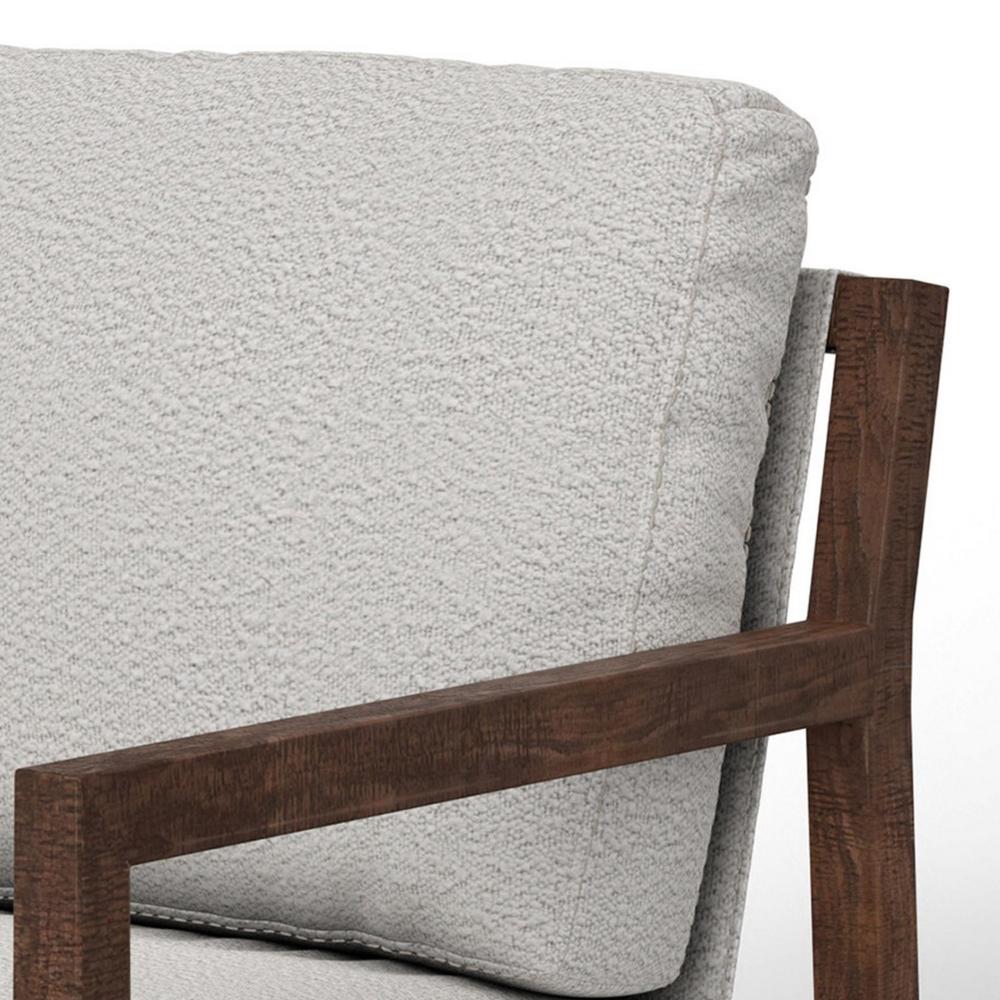 Benjara Tery Accent Chair, Lumbar Pillow, Transitional Pine Wood, Ivory Polyester