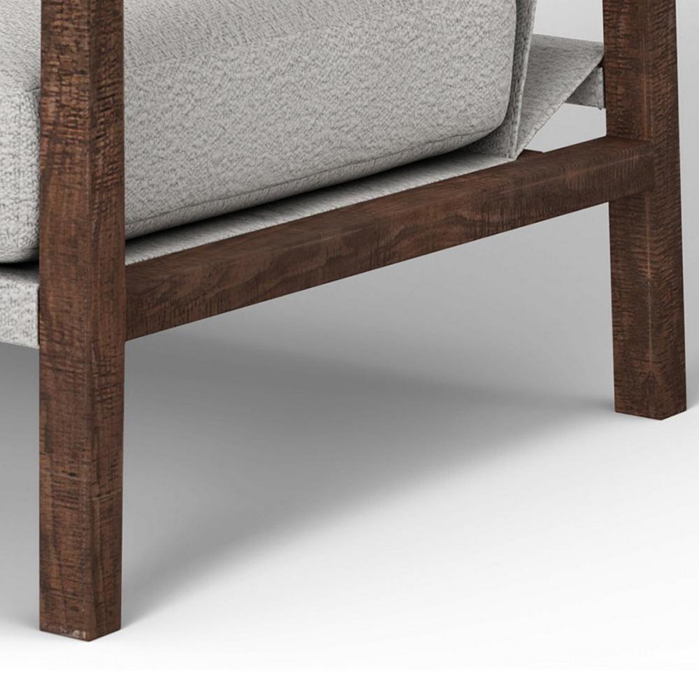 Benjara Tery Accent Chair, Lumbar Pillow, Transitional Pine Wood, Ivory Polyester
