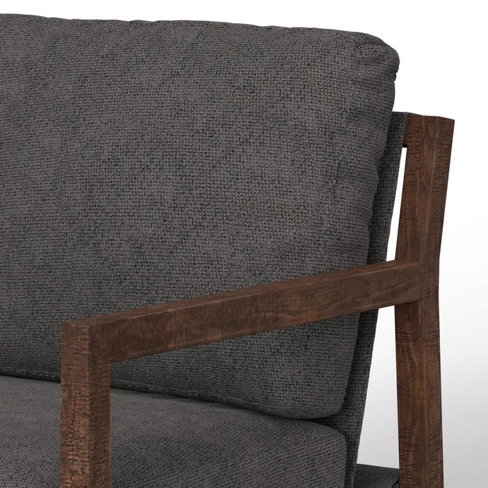 Benjara Tery Accent Chair, Lumbar Pillow, Transitional Solid Wood, Brown Polyester