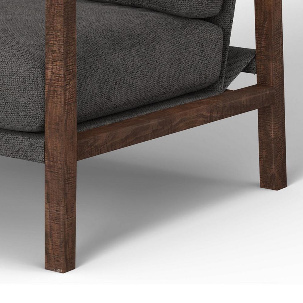 Benjara Tery Accent Chair, Lumbar Pillow, Transitional Solid Wood, Brown Polyester