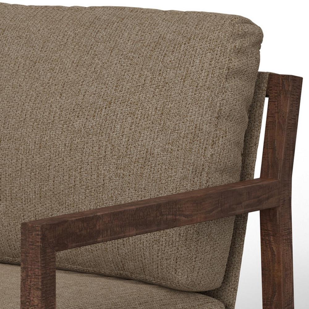 Benjara Tery Accent Chair, Lumbar Pillow, Transitional Pine Wood, Brown Polyester