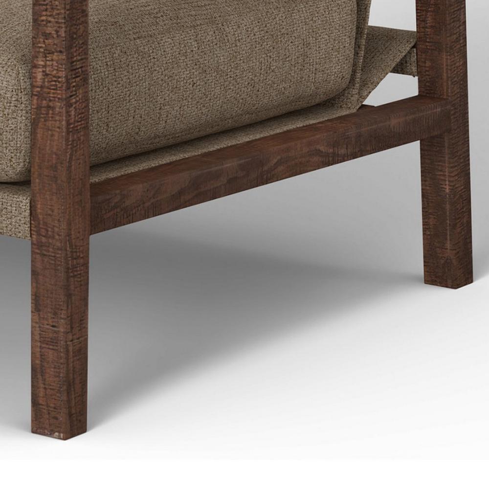 Benjara Tery Accent Chair, Lumbar Pillow, Transitional Pine Wood, Brown Polyester