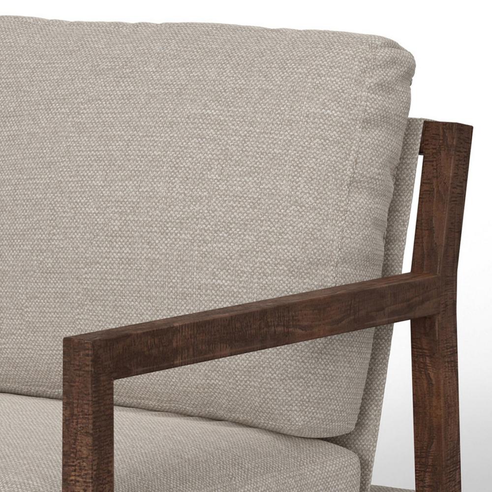 Benjara Tery Accent Chair, Lumbar Pillow, Transitional Pine Wood, Beige Polyester