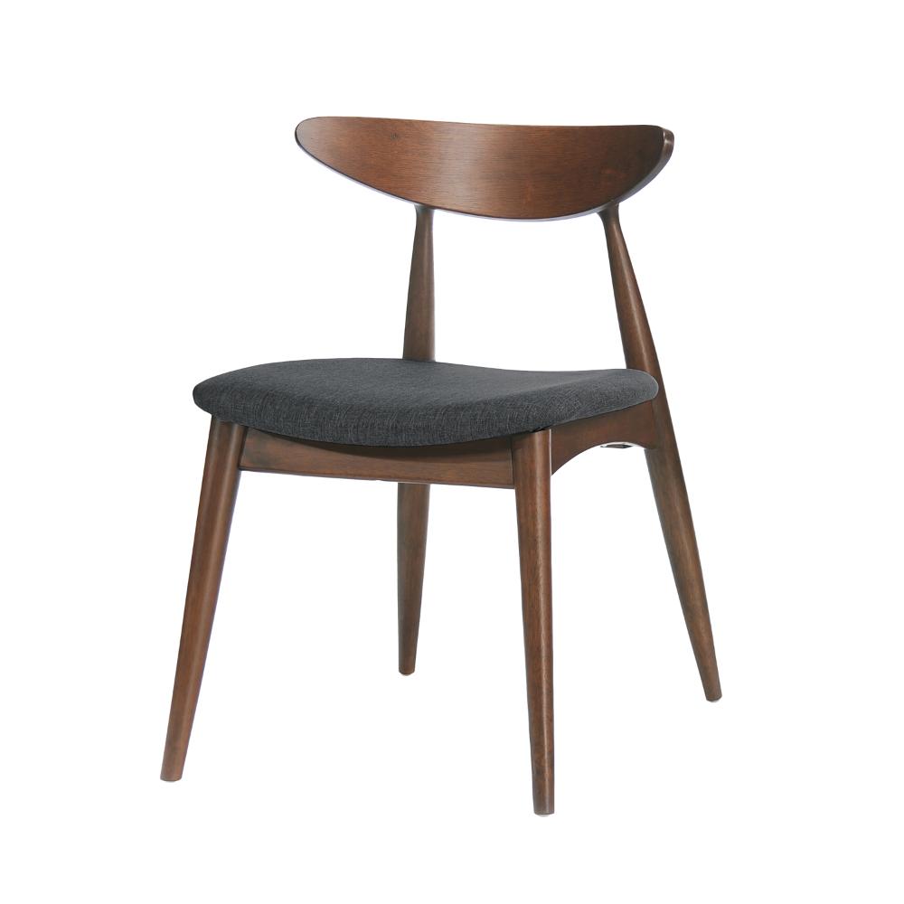 Benjara Side Dining Chair Set of 2, Round Rubberwood Splayed Legs, Gray Brown