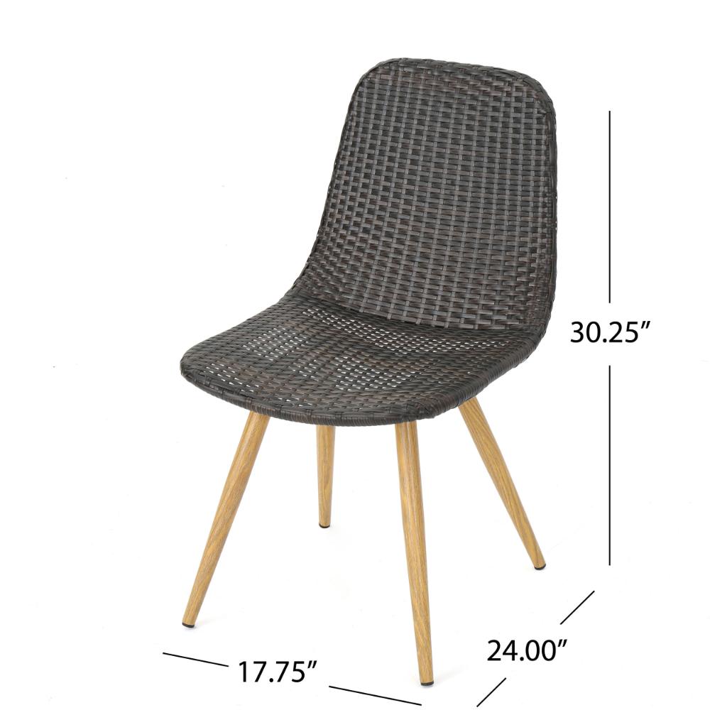 Benjara Illa Side Dining Chair, Modern Style Iron Legs, Dark Gray Wicker Rattan