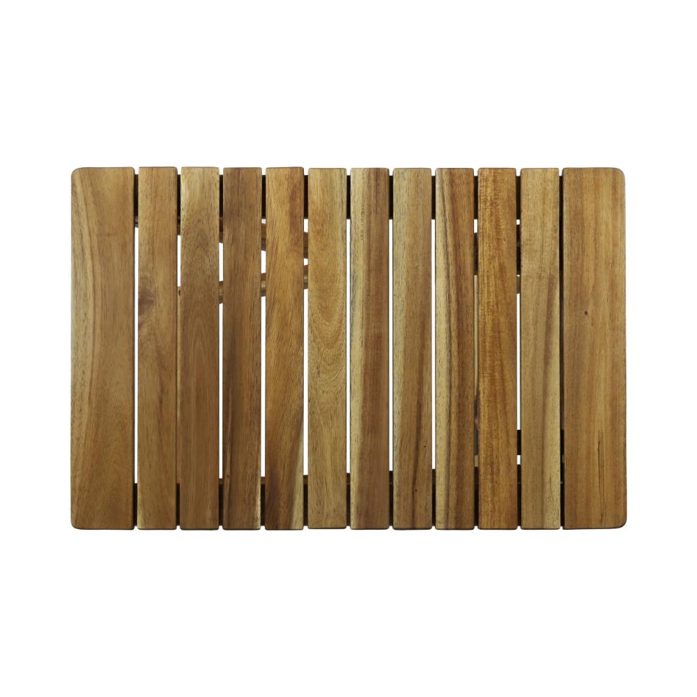 Benjara Kyre Outdoor Side Table, Foldable Slatted 23 Inch, Brown Acacia Wood