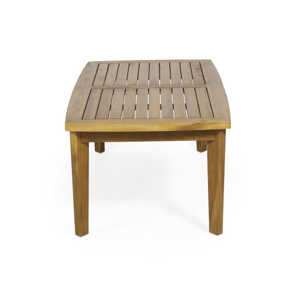 Benjara Outdoor Rectangular Coffee Table, Slatted Panels, Natural Brown Acacia Wood