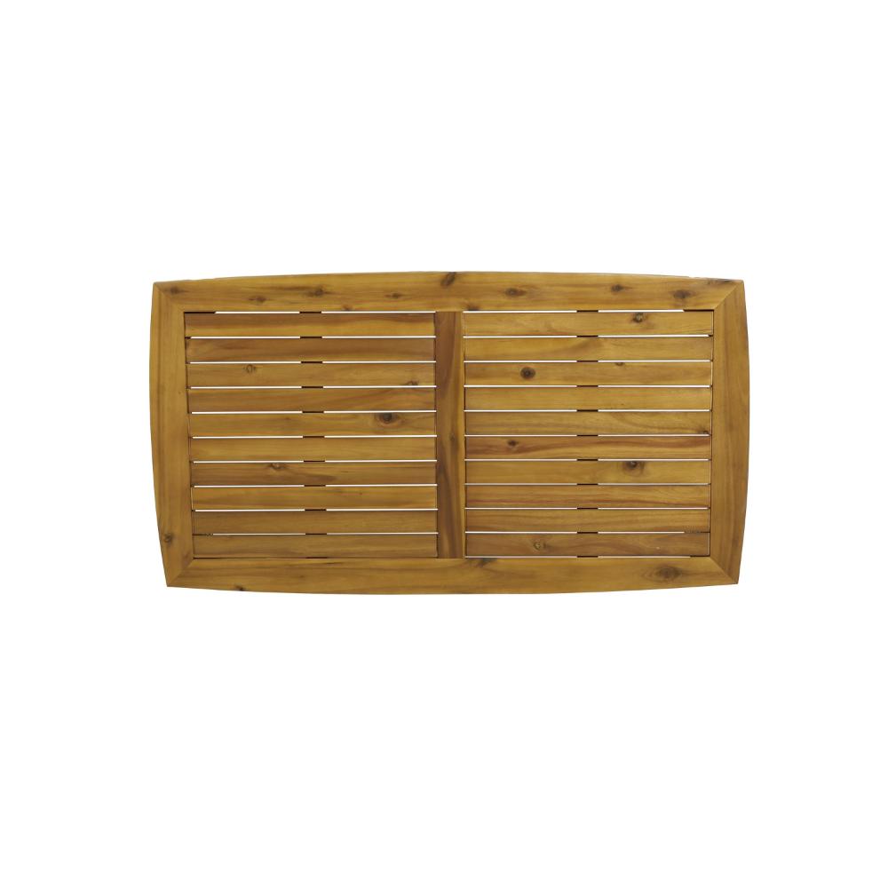 Benjara Outdoor Rectangular Coffee Table, Slatted Panels, Natural Brown Acacia Wood