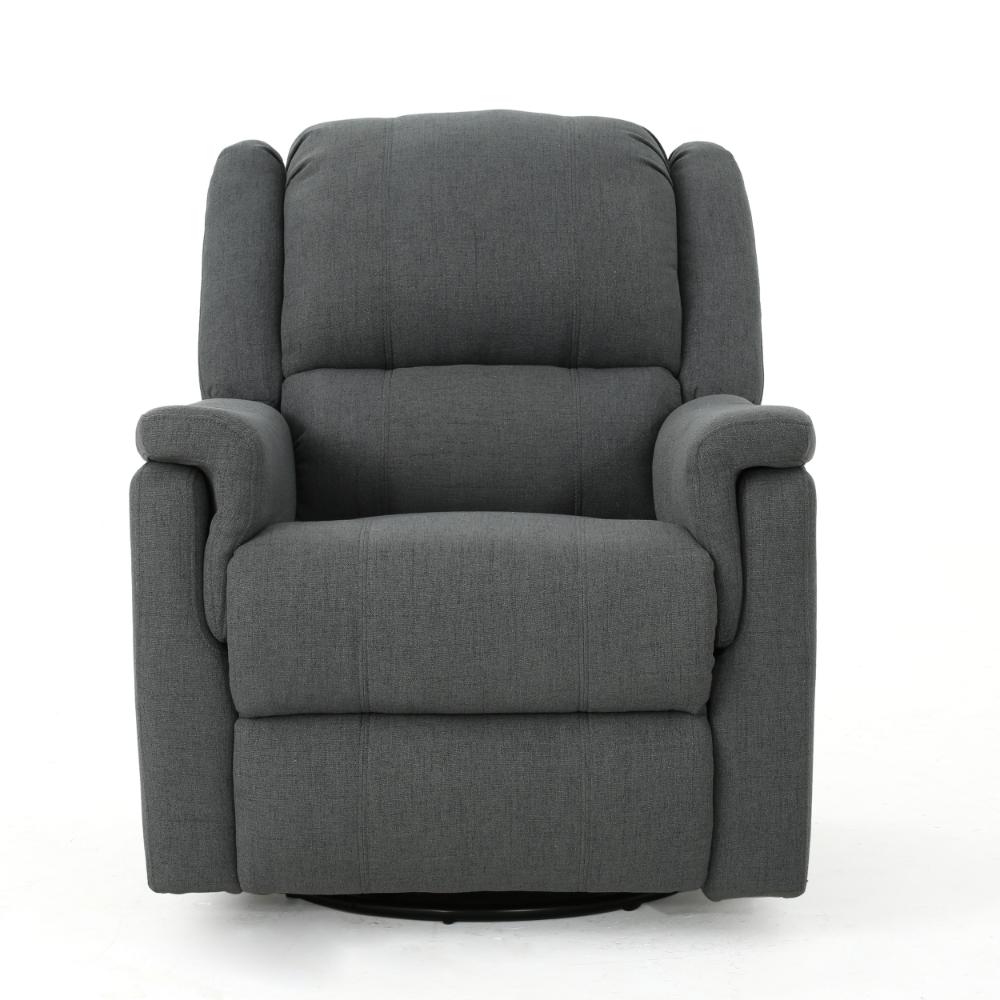 Benjara Zune Manual Glider Recliner Chair, Swivel Ergonomic Design, Charcoal Gray