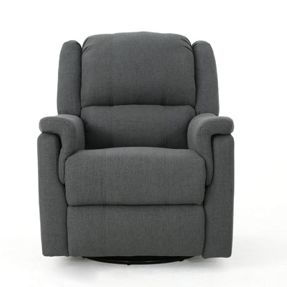 Benjara Zune Manual Glider Recliner Chair, Swivel Ergonomic Design, Charcoal Gray
