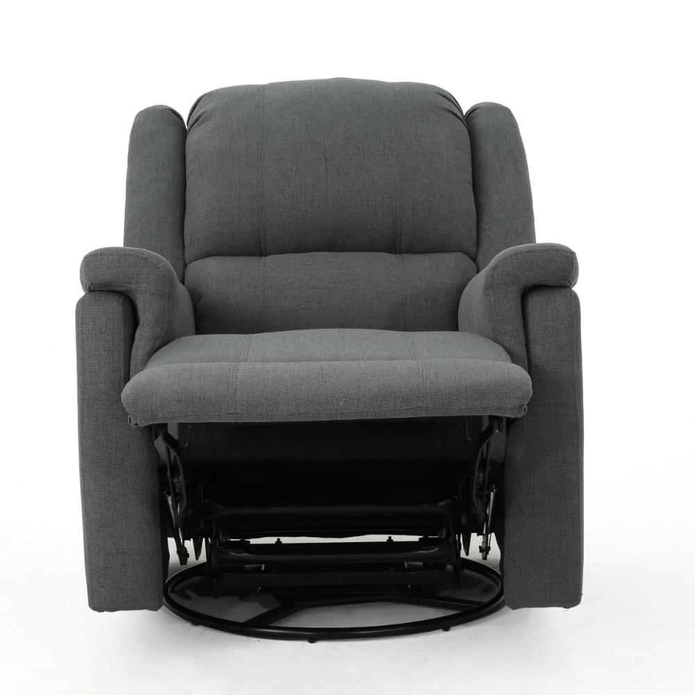 Benjara Zune Manual Glider Recliner Chair, Swivel Ergonomic Design, Charcoal Gray