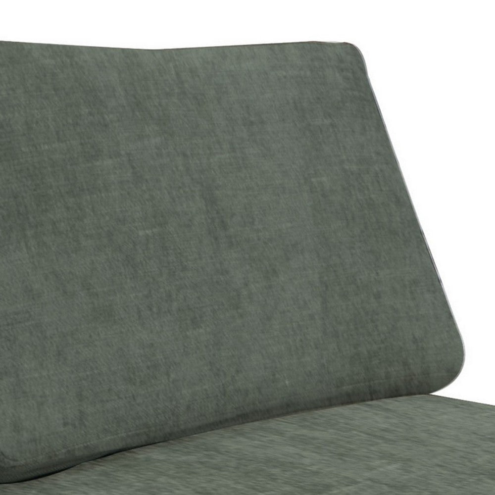 Benjara Sama Modular Armless Chair, Back Pillow, Solid Wood, Dark Olive Green
