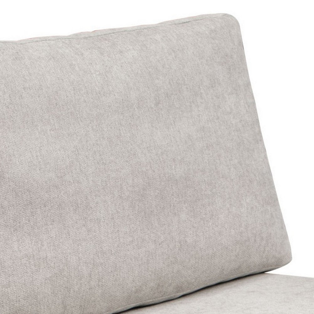 Benjara Sama Modular Armless Chair, Accent Throw Pillow, Solid Wood, Light Beige