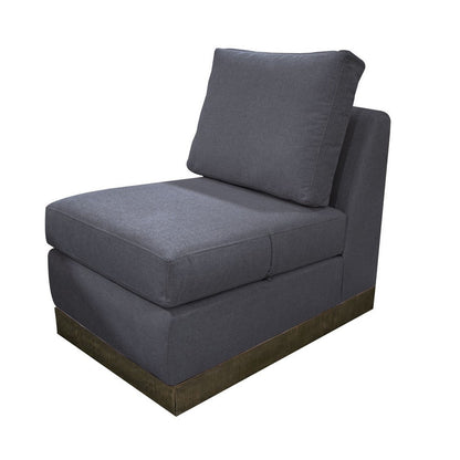 Benjara Jeni Modular Armless Chair, 2 Accent Pillows, Solid Wood, Gray Polyester