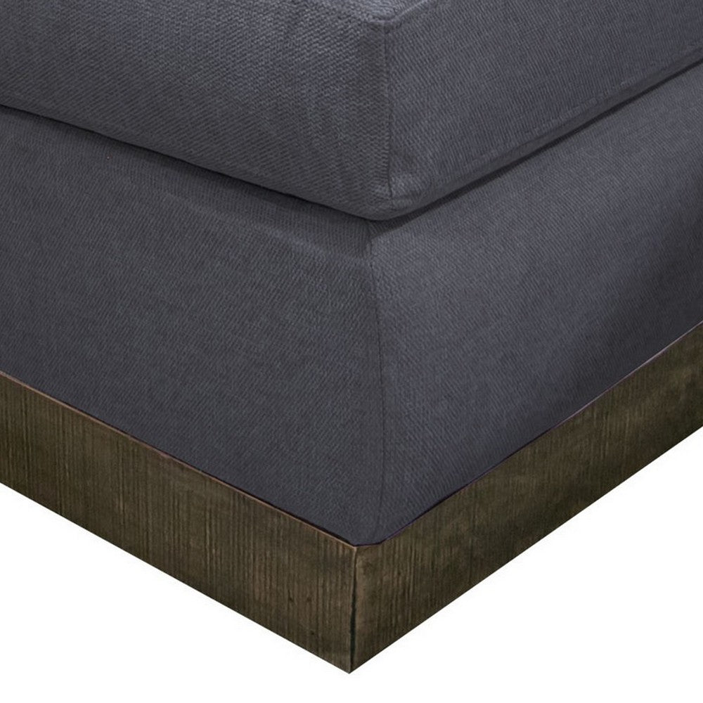 Benjara Jeni Modular Armless Chair, 2 Accent Pillows, Solid Wood, Gray Polyester