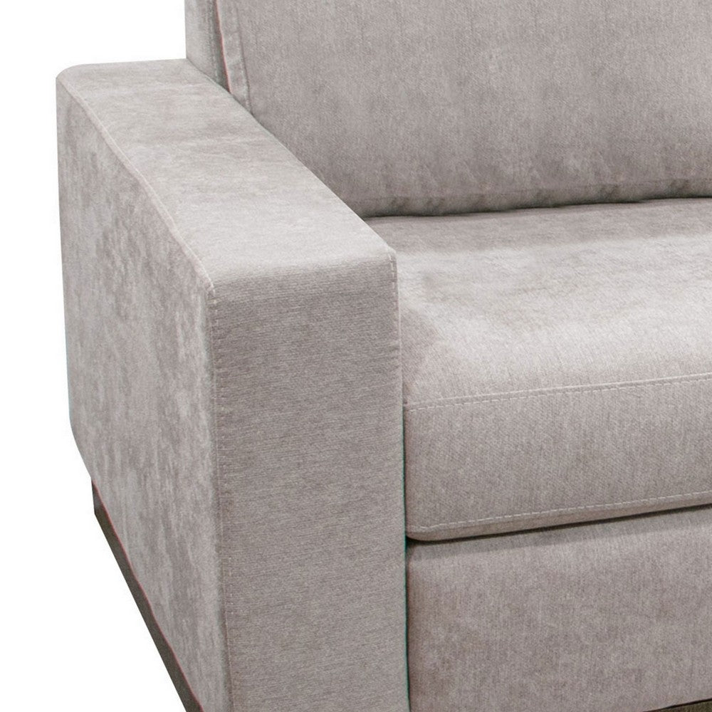 Benjara Jeni Modular Armless Chair, 2 Pillows, Solid Wood, Almond Gray Polyester