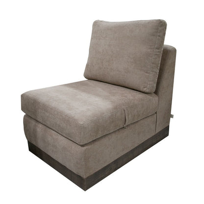 Benjara Jeni Modular Armless Chair, 2 Pillows, Solid Wood, Light Brown Polyester