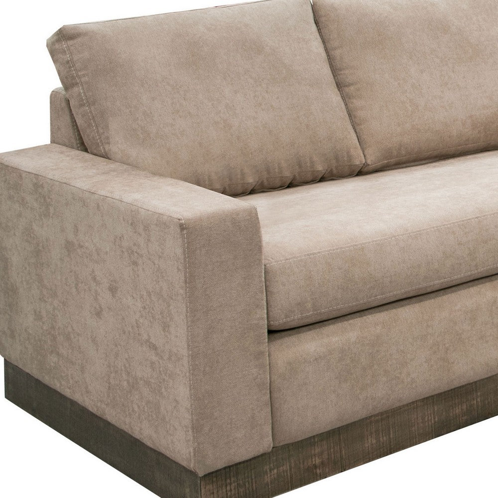 Benjara Jeni Modular Armless Chair, 2 Pillows, Solid Wood, Light Brown Polyester