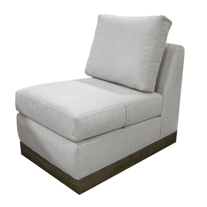 Benjara Jeni Modular Armless Chair, 2 Accent Pillows, Solid Wood, Beige Polyester