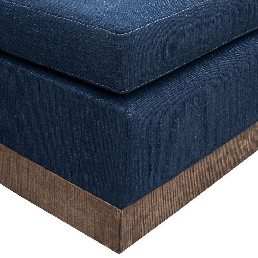 Benjara Jeni Modular Armless Chair, 2 Pillows, Solid Wood, Dark Blue Polyester
