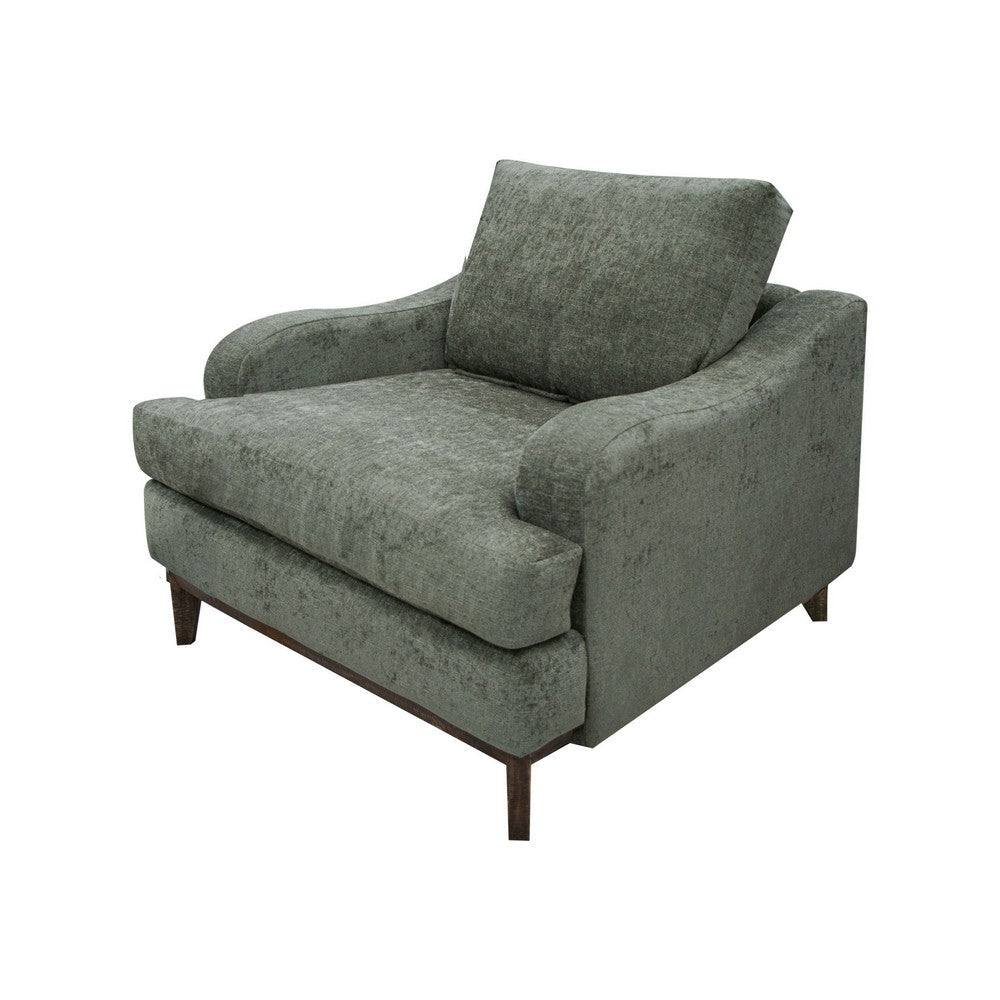 Benjara Alfi Accent Chair, Classic Style Details 41 Inch Solid Wood, Olive Green