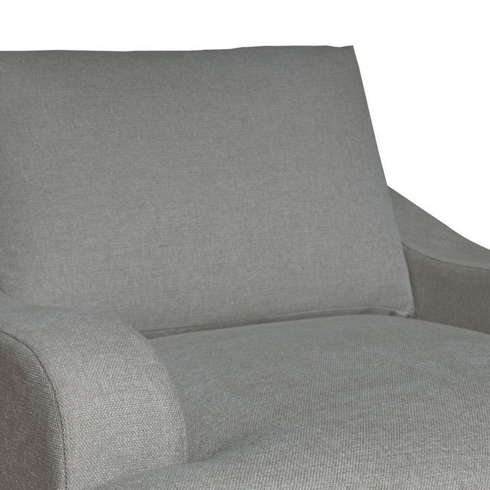 Benjara Alfi Accent Chair, Classic, 41 Inch, Solid Wood, Almond Gray Polyester