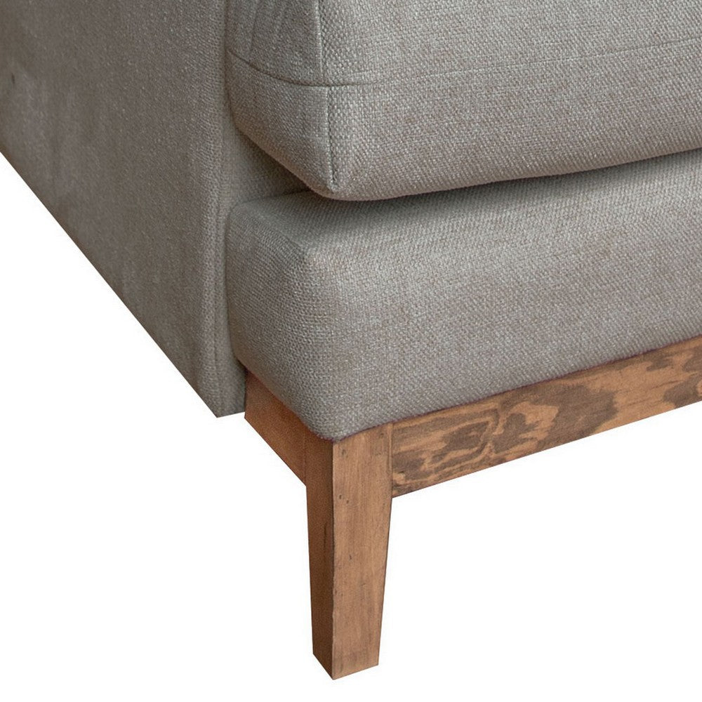 Benjara Alfi Accent Chair, Classic, 41 Inch, Solid Wood, Almond Gray Polyester