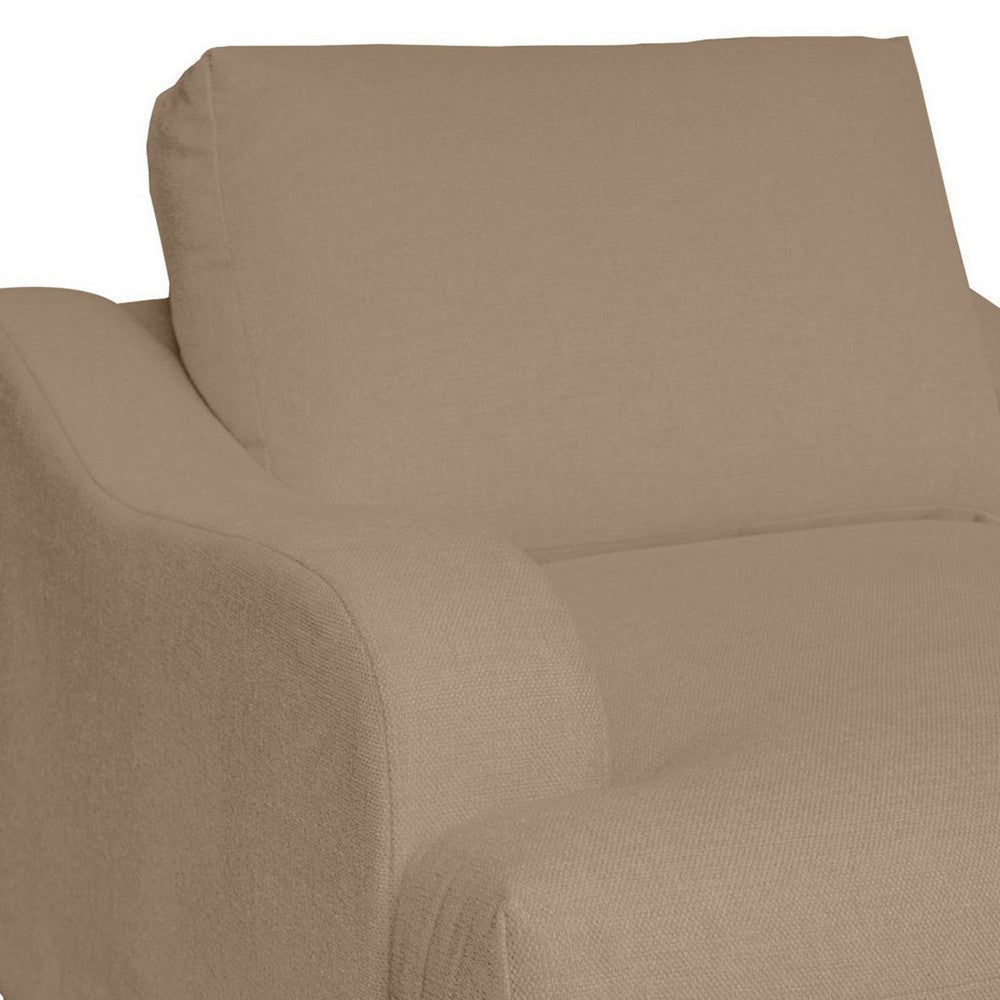 Benjara Alfi Accent Chair, Classic Details, 41 Inch Solid Wood, Brown Polyester