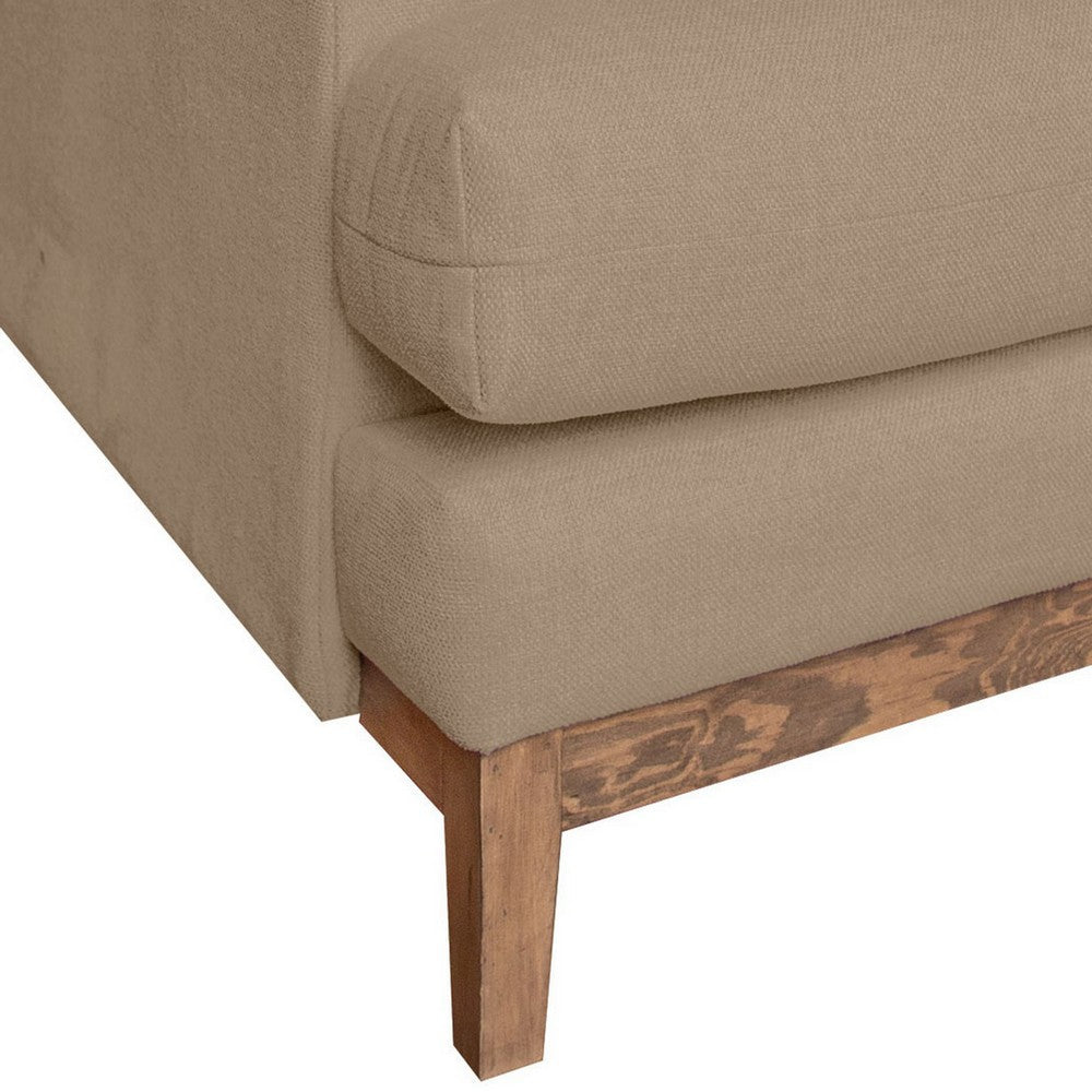 Benjara Alfi Accent Chair, Classic Details, 41 Inch Solid Wood, Brown Polyester