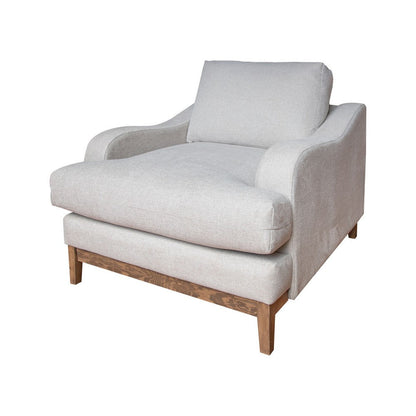 Benjara Alfi Accent Chair, Classic Details, 41 Inch Solid Wood, Beige Polyester