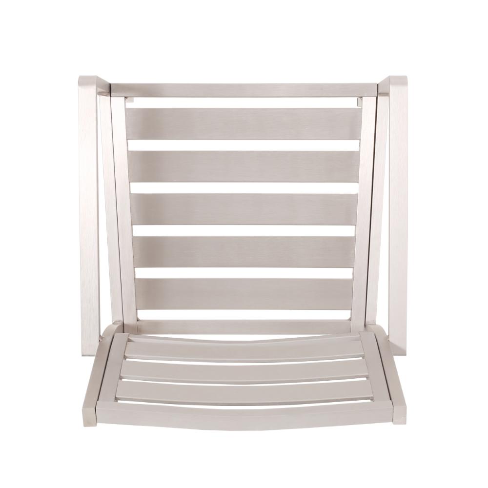 Benjara Niko Outdoor Dining Chair Set of 2, Open Slat Design, Metal, Silver Finish