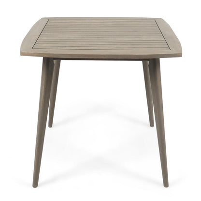 Benjara Lexy Outdoor Dining Chair, Square 36 Inch, Gray Acacia Wood, Tapered Legs