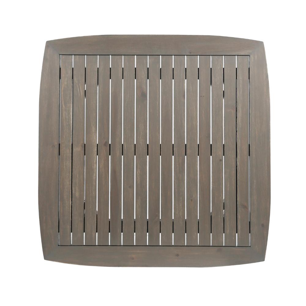 Benjara Lexy Outdoor Dining Chair, Square 36 Inch, Gray Acacia Wood, Tapered Legs