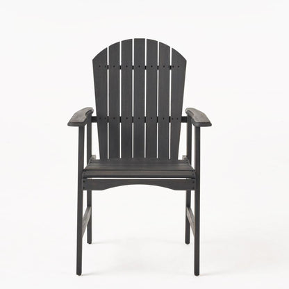 Benjara Pima Outdoor Dining Chair Set of 2, Adirondack Dark Gray Acacia Wood