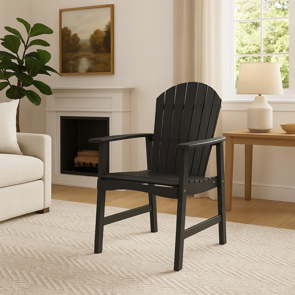 Benjara Pima Outdoor Dining Chair Set of 2, Adirondack Dark Gray Acacia Wood