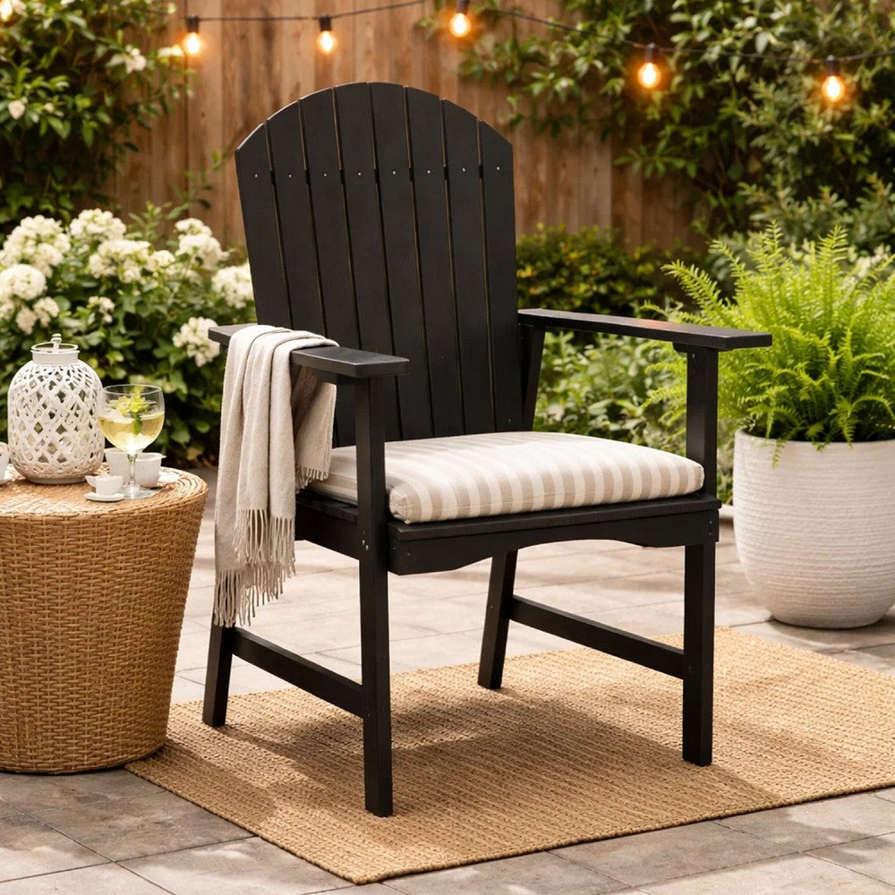 Benjara Pima Outdoor Dining Chair Set of 2, Adirondack Dark Gray Acacia Wood
