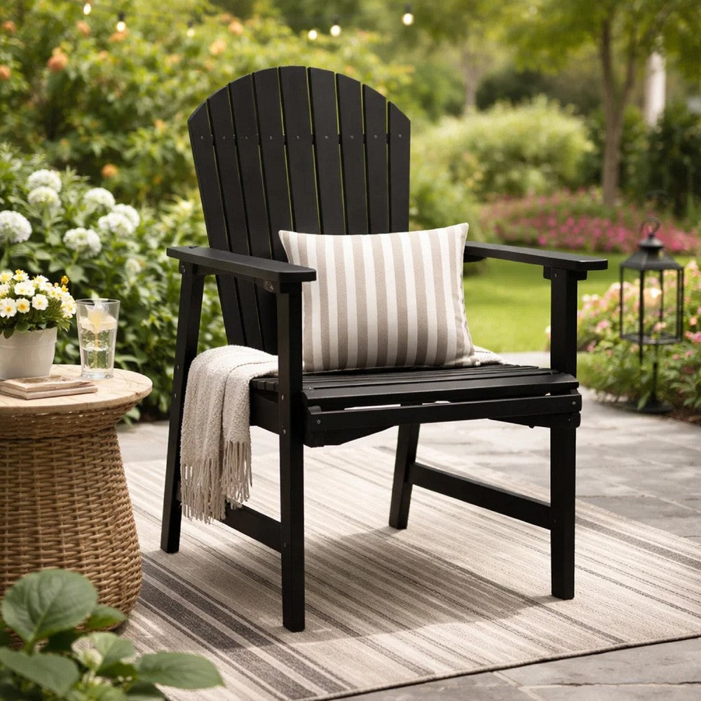 Benjara Pima Outdoor Dining Chair Set of 2, Adirondack Dark Gray Acacia Wood