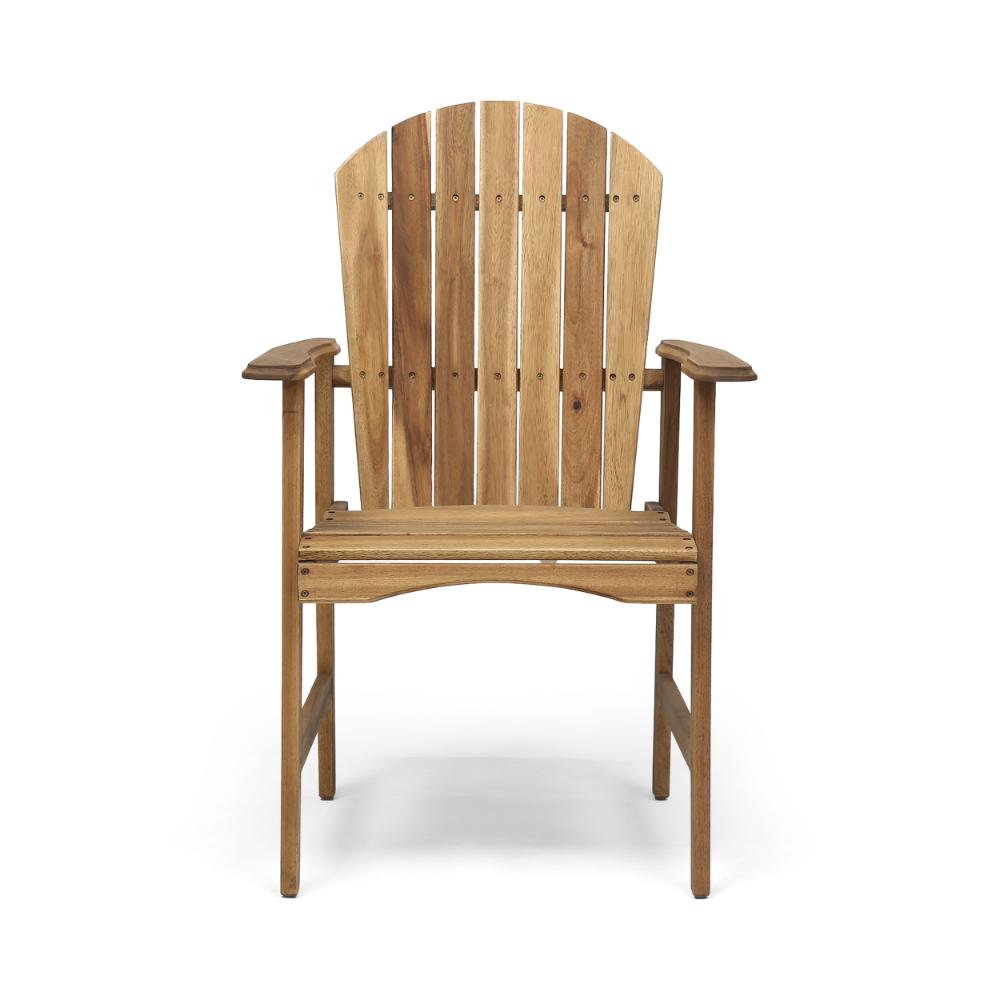 Benjara Pima Outdoor Dining Chair Set of 2, H Frame, Adirondack Brown Acacia Wood