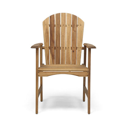 Benjara Pima Outdoor Dining Chair Set of 2, H Frame, Adirondack Brown Acacia Wood