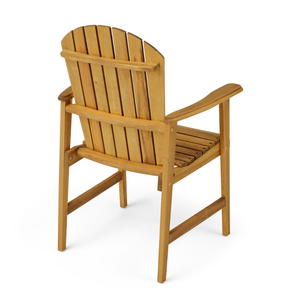 Benjara Pima Outdoor Dining Chair Set of 2, H Frame, Adirondack Brown Acacia Wood