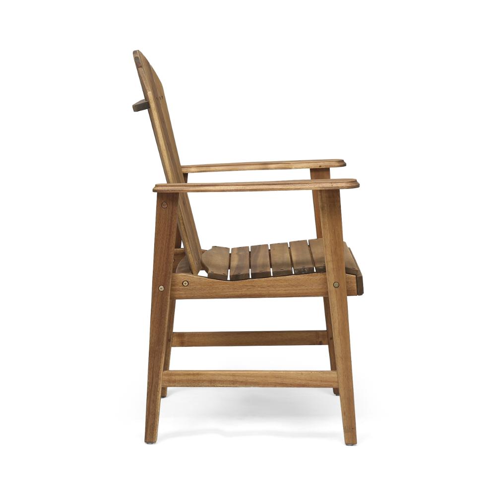 Benjara Pima Outdoor Dining Chair Set of 2, H Frame, Adirondack Brown Acacia Wood