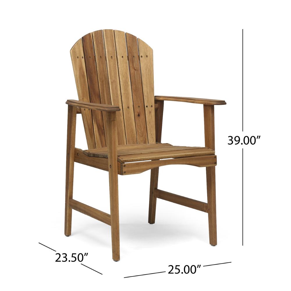 Benjara Pima Outdoor Dining Chair Set of 2, H Frame, Adirondack Brown Acacia Wood
