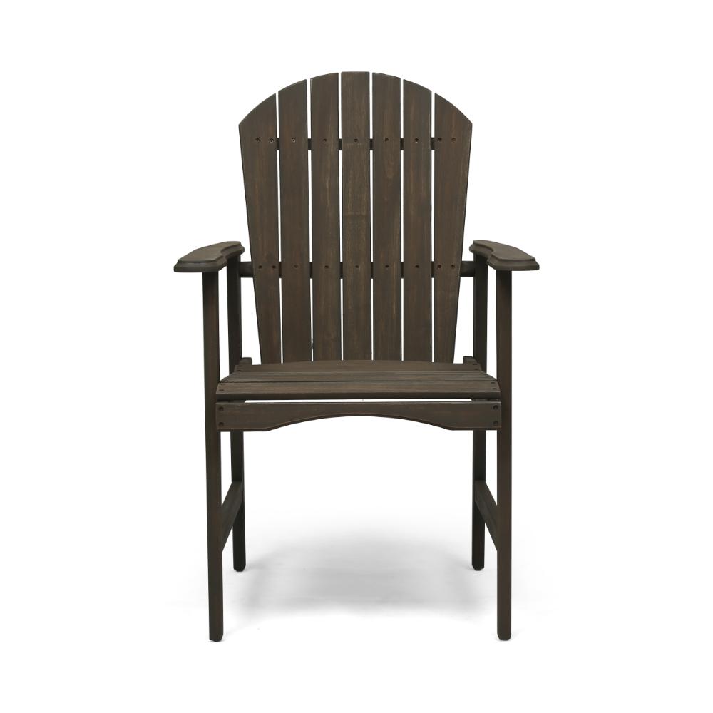 Benjara Pima Outdoor Dining Chair Set of 2, Adirondack Taupe Gray Acacia Wood