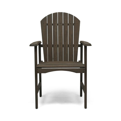 Benjara Pima Outdoor Dining Chair Set of 2, Adirondack Taupe Gray Acacia Wood
