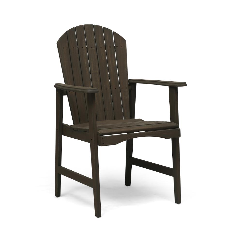 Benjara Pima Outdoor Dining Chair Set of 2, Adirondack Taupe Gray Acacia Wood
