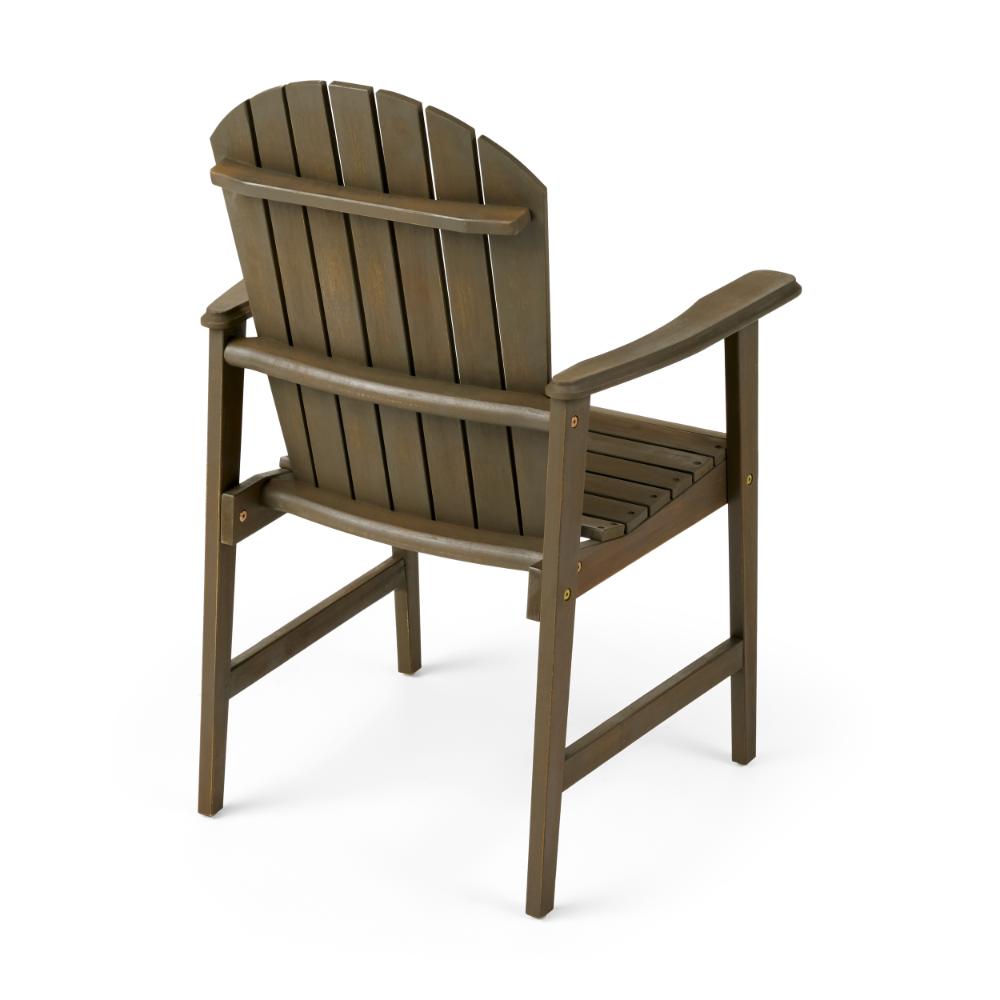 Benjara Pima Outdoor Dining Chair Set of 2, Adirondack Taupe Gray Acacia Wood