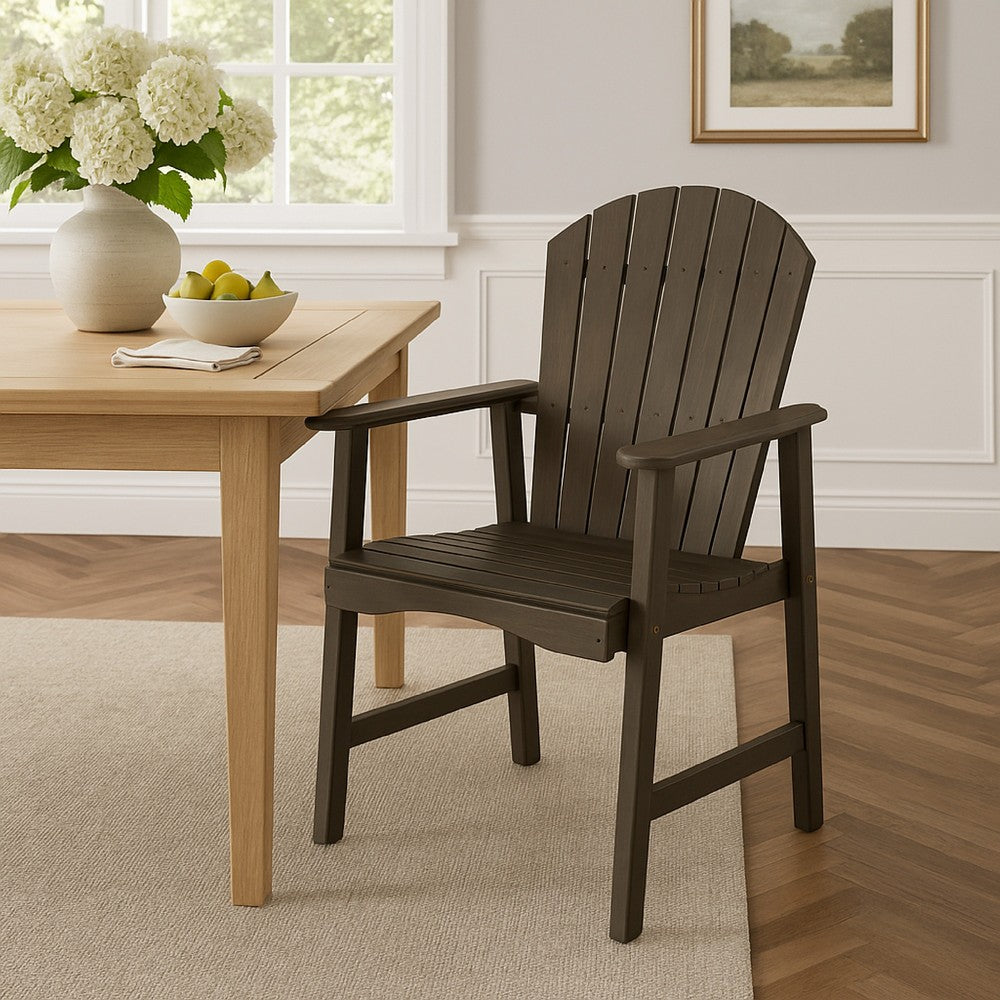 Benjara Pima Outdoor Dining Chair Set of 2, Adirondack Taupe Gray Acacia Wood